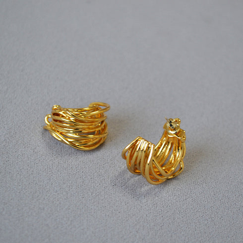 Multilayered Golden Strand Earrings - Zafari Studio Jewelry